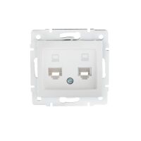 Gniazdo komputerowe podwójne niezależne (2xRJ45Cat 5e Jack) DOMO 01-1410-002, białe | 24755 Kanlux