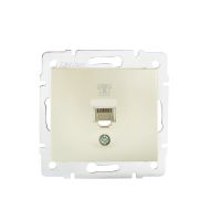 Gniazdo telefoniczne pojedyncze (RJ11) DOMO 01-1370-030, perłowe | 24987 Kanlux