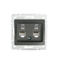 Gniazdo komputerowe podwójne niezależne (2xRJ45Cat 6 Jack) DOMO 01-1420-041, grafit | 24933 Kanlux