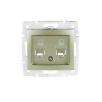 Gniazdo komputerowe podwójne niezależne (2xRJ45Cat 5e Jack) DOMO 01-1410-050, szare | 25050 Kanlux