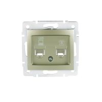 Gniazdo komputerowo-telefoniczne (RJ45 Cat 6+RJ11) DOMO 01-1440-050, szare | 25053 Kanlux
