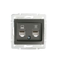 Gniazdo komputerowe podwójne niezależne (2xRJ45Cat 6 Jack) DOMO 01-1430-041, grafit | 24934 Kanlux