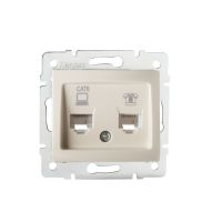 Gniazdo komputerowo-telefoniczne (RJ45 Cat 6+RJ11) DOMO 01-1440-003, kremowe | 24817 Kanlux