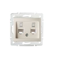 Gniazdo komputerowe podwójne niezależne (2xRJ45Cat 6 Jack) DOMO 01-1420-003, kremowe | 24815 Kanlux