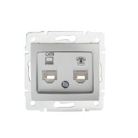 Gniazdo komputerowo-telefoniczne (RJ45 Cat 6+RJ11) DOMO 01-1440-043, srebrne | 24876 Kanlux