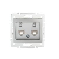 Gniazdo komputerowe podwójne niezależne (2xRJ45Cat 6 Jack) DOMO 01-1420-043, srebrne | 24874 Kanlux