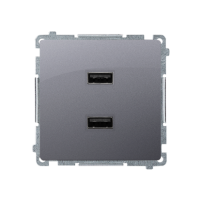Ładowarka 2 x USB (moduł), 2.1 A, 5V DC, 230V, srebrny mat BMC2USB.01/43 Simon Basic | BMC2USB.01/43 Kontakt Simon