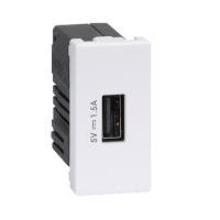 Ładowarka USB K45 (45x22,5) gniazdo typ A 5V/1,5A, czysta biel K126C/9 Simon Connect | K126C/9 Kontakt Simon