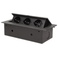 Gniazda wpuszczane w blat 3x230V z płaskim, frezowanym rantem, czarne | OR-AE-1336/B Orno