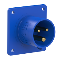 Wtyczka tablicowa prosta 16A 2P+Z 230V 50/60Hz 6h IP44 niebieska kołnierz 70x70 | 613-6 PCE