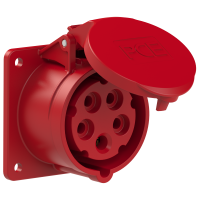 Gniazdo tablicowe proste 16A 3P+Z+N 400V 50/60Hz 6h IP44 kołnierz 75x75 | 315-6f7 PCE