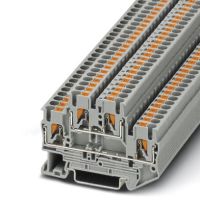 Złączka przelotowa 2-poziomowa z zaciskami sprężynowymi Push-In PTTB 2,5, szara | 3210567 Phoenix Contact