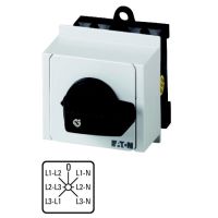 Łącznik krzywkowy 3P+N, 20A, 6,5kW,3xL-L i 3xL-N, pokrętło czarne, do zabudowy modułowej, T0-3-8007/IVS P/T | 012759 Eaton