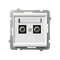 Gniazdo antenowe typu F podwójne białe, Sonata | GPA-2RF/m/00 Ospel