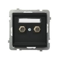 Gniazdo antenowe typu F podwójne GPA-2RF/m/33 seria SONATA CZARNY METALIK | GPA-2RF/m/33 Ospel