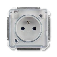 Gniazdo pojedyncze p/t IP44, z/u i klapką przezroczystą, śnieżnobiałe, Swing, 5518G-A02989 B1 | 2CHG182989A4520 ABB