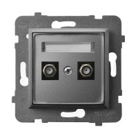 Gniazdo antenowe typu F podwójne GPA-2UF/m/70 szary mat, Aria | GPA-2UF/m/70 Ospel