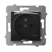Gniazdo bryzgoszczelne z/u IP-44, czarny metalik Aria | GPH-1UZ/m/33/d Ospel