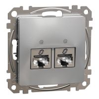 Gniazdo komputerowe 2xRJ45 kat.6A STP, srebrne aluminium, Sedna Design & Elements | SDD113467S Schneider Electric