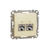 Gniazdo komputerowe 2xRJ45 kat.6A STP, brzoza, Sedna Design & Elements | SDD180467S Schneider Electric