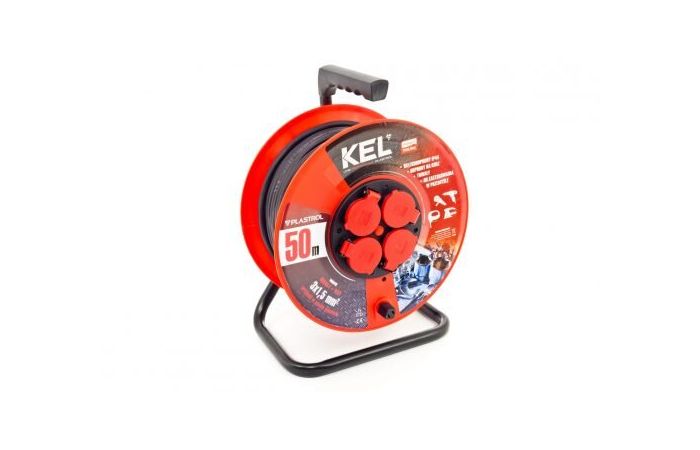 Przedłużacz bębnowy PROFESSIONAL LINE, 4x2p+Z, IP44 16A H05RR-F 3x1,5, 40m, czarny | W-97056 Plastrol