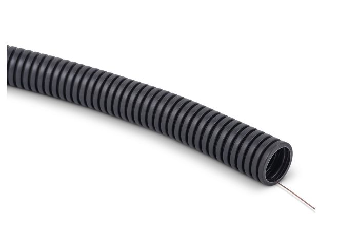 Rura giętka karbowana z pilotem PVC RKSSP 20/16 750N samogasnąca, szara (50m) | 10341 TT Plast