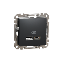 Gniazdo ładowania USB A+C 2,4A, czarny antracyt Sedna Design | SDD114402 Schneider Electric