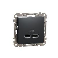 Gniazdo ładowania USB A+A 2,1A, czarny antracyt | SDD114401 Schneider Electric