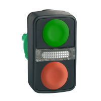 Przycisk podwójny płaski/płaski zielony/czerwony samopowrotny LED plastikowy, Harmony XB5 | ZB5AW7A3740 Schneider Electric