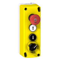 Wnękowa skrzynka łącznikowa Harmony XALF żółty 4 otwory przycisk bezpieczeństwa 1 grzybek 2 przycisk | XALFK4001S17 Schneider Electric