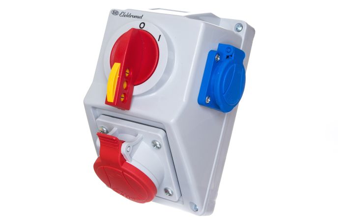 Zestaw C16-18.1N włącz-wyłącz 0-I gniazdo 3P+N+Z, 1 x 2P+Z IP-54 | 971616 Elektromet