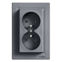Gniazdo podwójne 2P+PE, stal, Asfora | EPH9800262 Schneider Electric