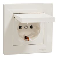 Gniazdo 2p+PE z klapką, kremowe | EPH3100123 Schneider Electric