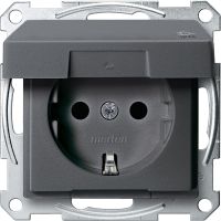 Gniazdo wtykowe Schuko z klapką, IP44, z przesłoną, śrub., antracyt, Sys M | MTN2414-0414 Schneider Electric