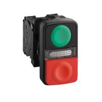 Przycisk 22mm podwójny z samopowrotem czerwczerowny żółta lampka 240V | XB5AW84M5N Schneider Electric