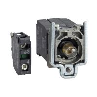 Korpus przycisku z elementem świetlnym z żarówką BA9s 110-120V metalowy 1NO Harmony XB4 | ZB4BW031 Schneider Electric
