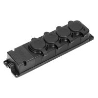 Rozgałęźnik warsztatowy bryzgoszczelny, odporny na uderzenia, IP44, 4x2P+Z, 16A, 230V AC, gumowy, uniepalniony, czarny | OR-AE-13167 Orno