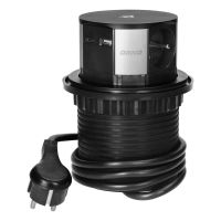 Gniazdo meblowe Ø10cm wysuwane z blatu z ładowarką indukcyjną, ładowarką USB i przewodem 1,5m, 3x2P+ | OR-GM-9017 Orno