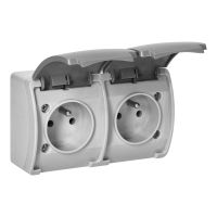 Gniazdo podwójne 2x2P+Z IP44 szary-grafit , Aquatic | OR-OE-7106/GR Orno