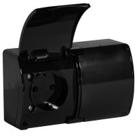 Gniazdo podwójne 2x2P+Z Schuko IP44 czarny (zestaw 10szt) , Aquatic | OR-OE-7106(GS)/B/10 Orno