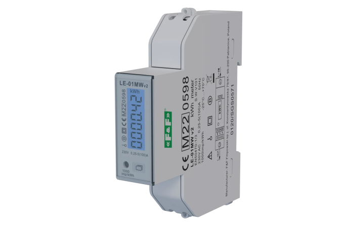 Licznik energii elektrycznej 1-fazowy 100A, MID | LE-01MW F&F