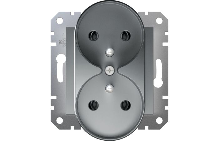 Gniazdo podw&oacute;jne z/u do systemu ramkowego, stal, Asfora | EPH9810262 Schneider Electric