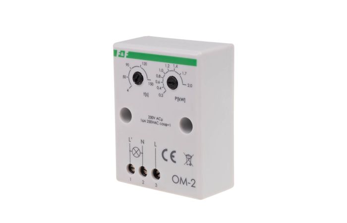 Ogranicznik mocy OM-2 regulowany czas powrotu montaż natablicowy, 200-2000VA | OM-2 F&F