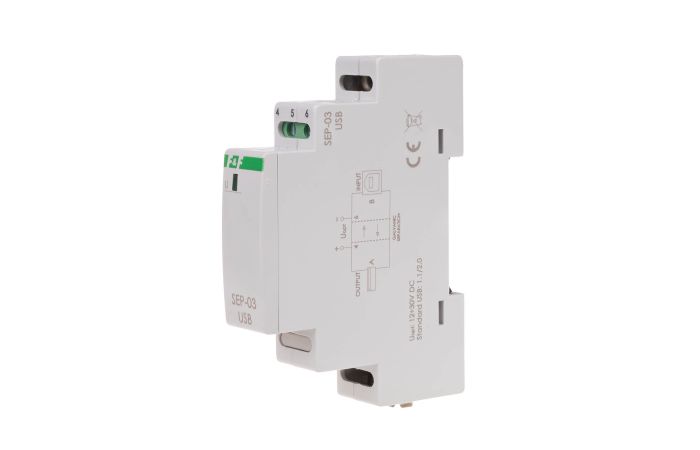 Separator / wzmacniacz linii USB, 1 moduł zasilanie 5V DC montaż na szynie DIN | SEP-03USB F&F