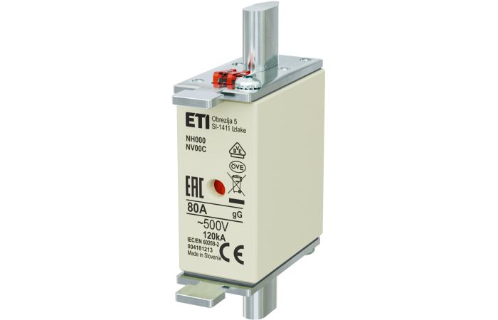 Wkładka bezpiecznikowa (topikowa) NH000 80A gG 500V zwłoczna | 004181213 Eti