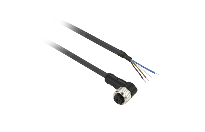 Złącze żeńskie M8 kątowe 4-pinowe kabel 5m PUR | XZCP1041L5 Telemecanique Sensors