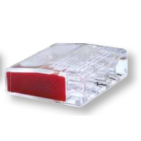 Łącznik bezśrubowy, przeźroczysty/czerwony 2×0,75-2,5mm2, 450V, max. 16A | RVO2,5-2-dubel Tracon