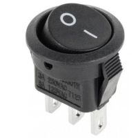 Złącze przełącznik kołyskowy okrągły 3 PIN 3A/250V czarny | PRK0123 LECHPOL ELECTRONICS