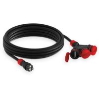 Przedłużacz budowlany 3gniazdowy, SCHUKO, IP44, 16A , H05RR-F, 3x1,5, 25m, czarno-czerwony | W-01194 Plastrol