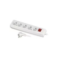 Przedłużacz z sześciokrotnym gniazdem z wyłącznikiem ECO 6X2p+Z, 10A 5m biały PS-670WS/5,0 | W-98172 Plastrol